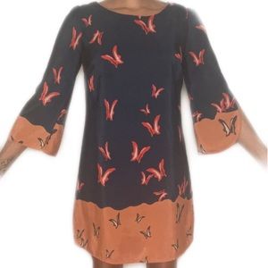 Printed Zipper Back Shirt Dress